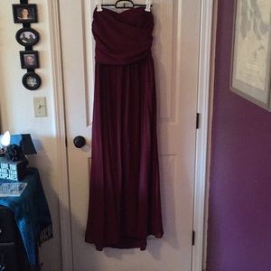 Dark Red Strapless Bridesmaid/Formal Dress